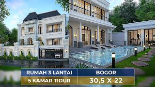 SUPER ELEGAN, MEWAHNYA DESAIN RUMAH KLASIK 3 LANTAI DI BOGOR! BACKYARDNYA FAVORIT!! - JASA ARSITEK