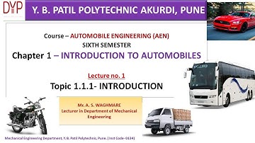Lecture No. 1  AEN  INTRODUCTION TO AUTOMOBILE | ME6I |
