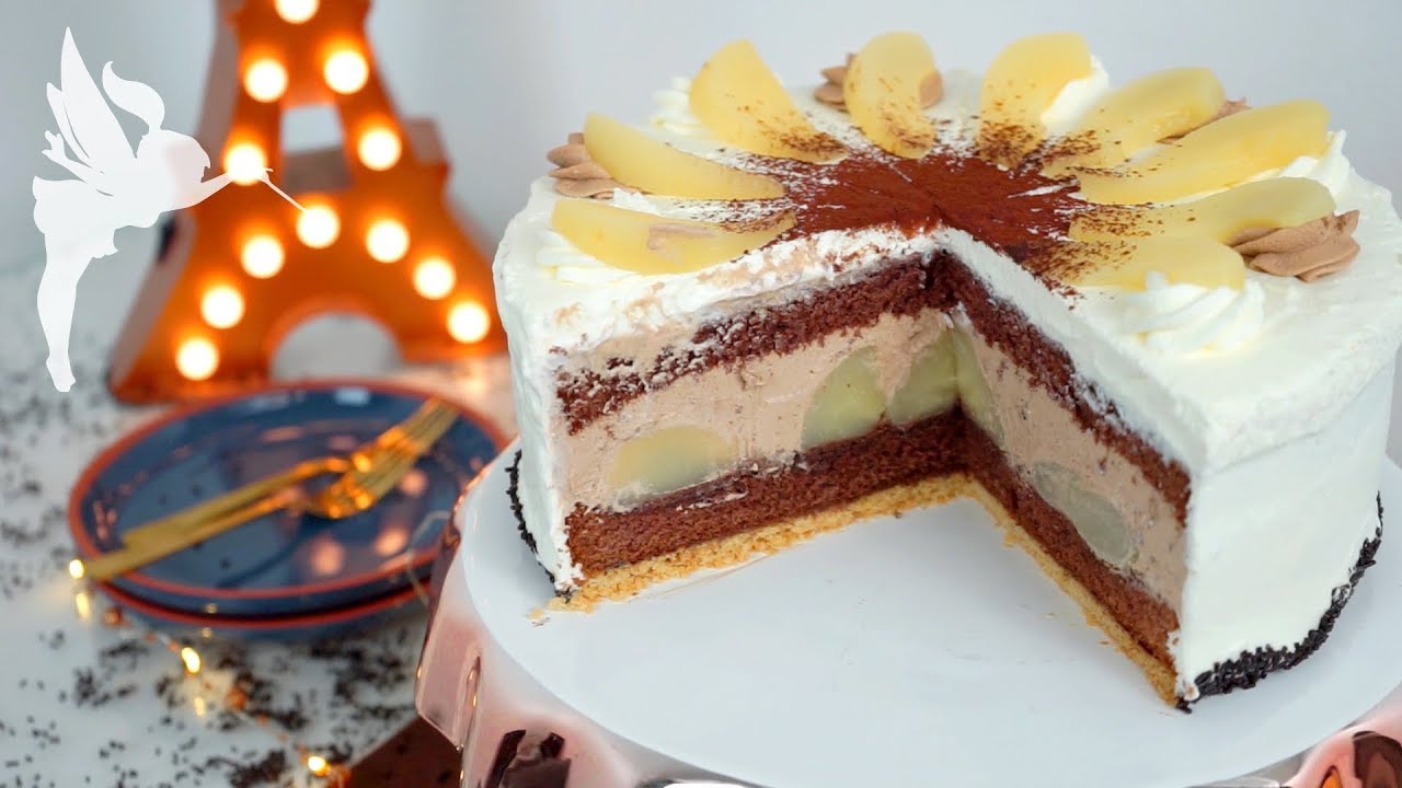 Birne Helene Torte - Sahnetorte nach Birne Helene Art - Schoko Birnen ...