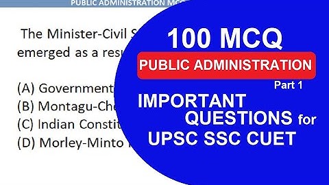 Public administration | mcq | Part 1 | #publicadministration #ssc #upsc #rrbntpc #ssccgl
