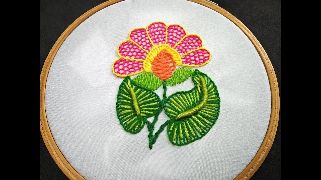 Hand Embroidery Flower Embroidery With Stitch And Stem