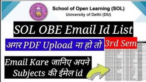 SOL OBE Exam 3rd & 1st Sem Email I