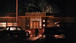 Twin Peaks Sheriff's Department Ambience | Calm Rain Relaxing Soft Jazz, Distant Thunder White Noise