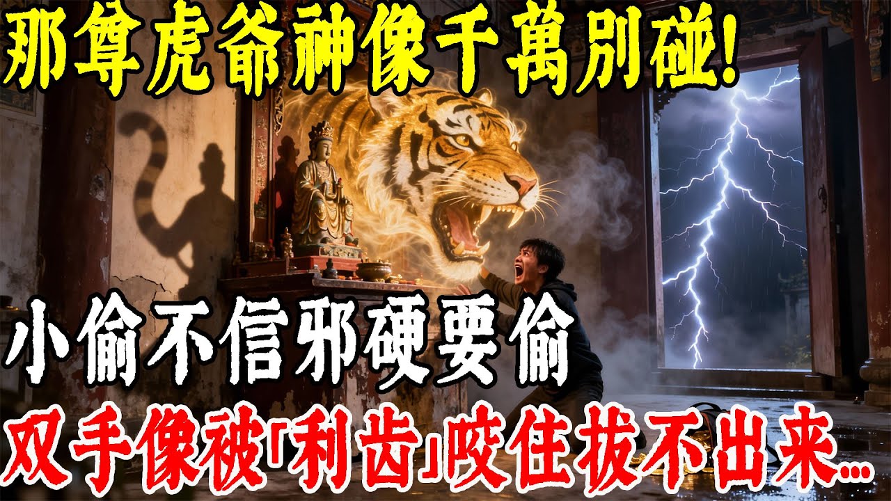 那尊虎爷神像千万别碰！小偷不信邪硬要偷，结果双手像被「利齿」咬住拔不出来...#情感#民間故事#真實故事#中老年生活 #台灣