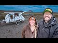 Teardrop Camping in a Winter Wind Storm with Dogs