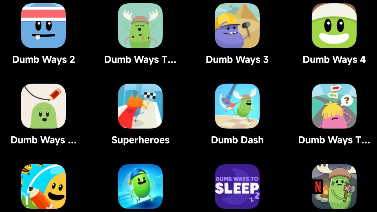 Dumb Ways to Die Android: Dumb Ways to Die 2: The Games,3 World Tour,4,Dumb Ways to Draw,Survive