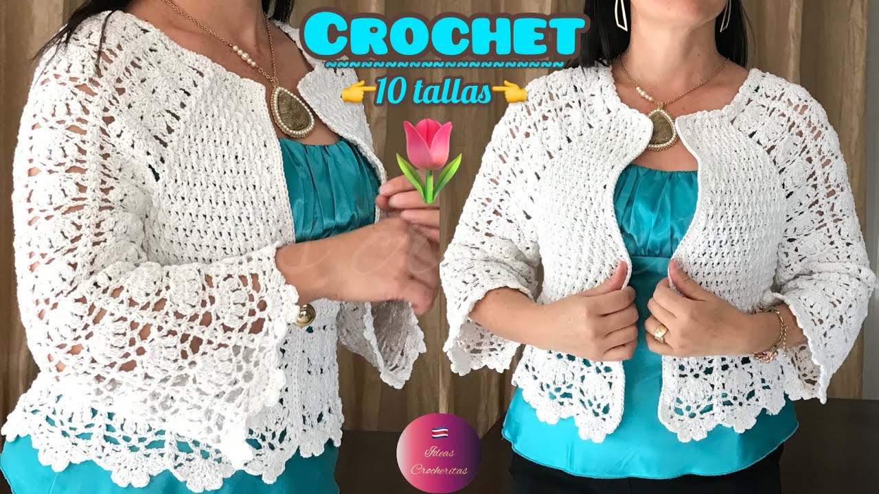 Suéter O bolero tejido a Crochet: para todas las tallas