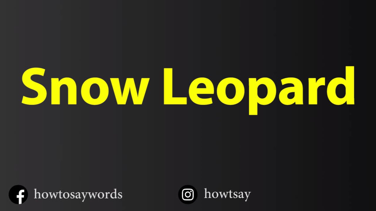 How To Pronounce Snow Leopard