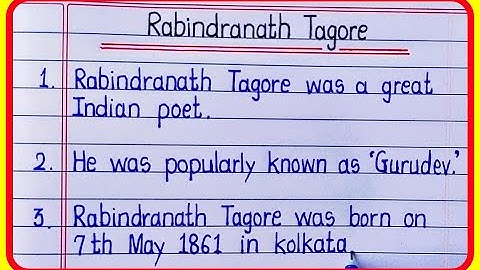 10 Lines On Rabindranath Tagore In English Essay Writing I  Rabindranath Tagore 10 lines Essay