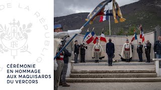 Cérémonie en hommage aux maquisards du Vercors depuis la nécropole nationale de Vassieux-en-Vercors.