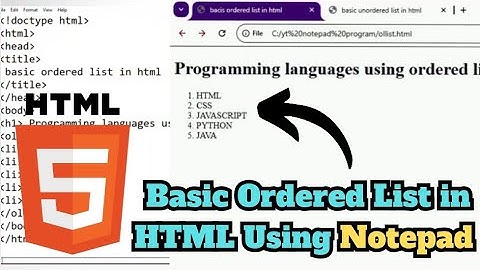 Creating Ordered list in html using notepad
