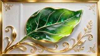 Emerald Leaf with Frame Gold Luxury 3D TV Art🍃 screenshot 1