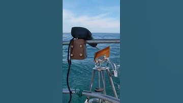 LoveBot (our Monitor windvane) steers the boat on orders from the Simrad TP22 tiller pilot