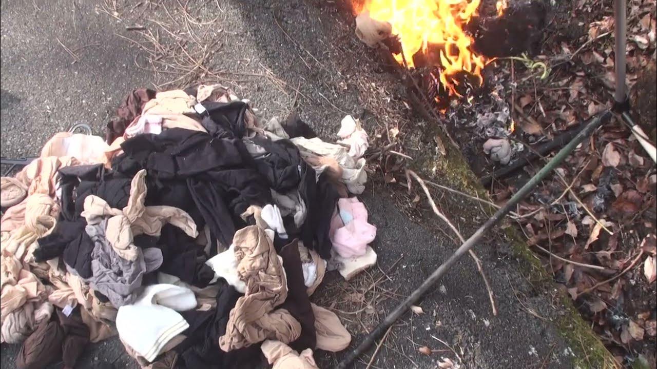 ごみパンスト　 大量のパンストすべて焼却 - YouTube