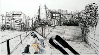 街の風景を描いてみた 背景の描き方 線画 Youtube