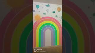 Yeayyy kamar pelangi untuk Yara udah jadi🥳 #kamaranak #mural #kamarpelangi #rainbow