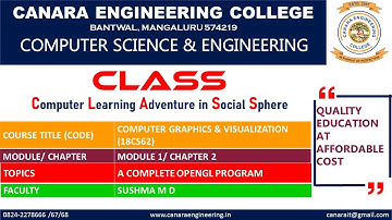 VTU COMPUTER GRAPHICS & VISUALIZATION(18CS62)[A Complete OpenGL program] (M1 L6)
