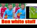 Ben White pestered Gugliemo Vicario at a corner by trying to undo his gloves|Arsenal goal vs Tot