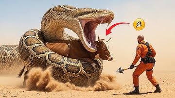 Heroic Rescue Team Saves Innocent Cow From Giant Python Attack 🐍🐄