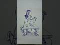 How to draw a girl painting on pot #Drawing of a girl painting on pot
