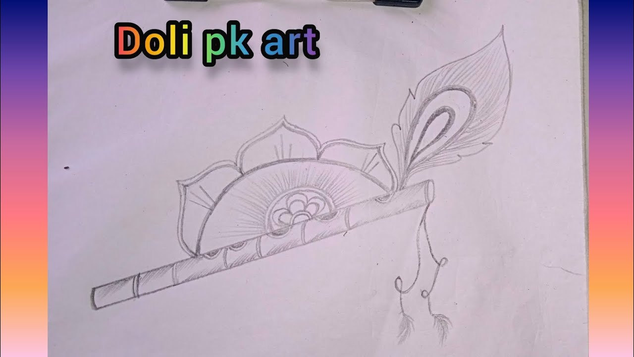 Bansuri drawing। Easy drawing 2023 ।। কিভাবে কৃষ্ণের বাঁশি আঁকতে হয় ...