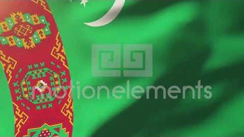 Turkmenistan Flag Waving In The Wind. Looping Sun Rises Style. Animation Loop Stock Video Footage