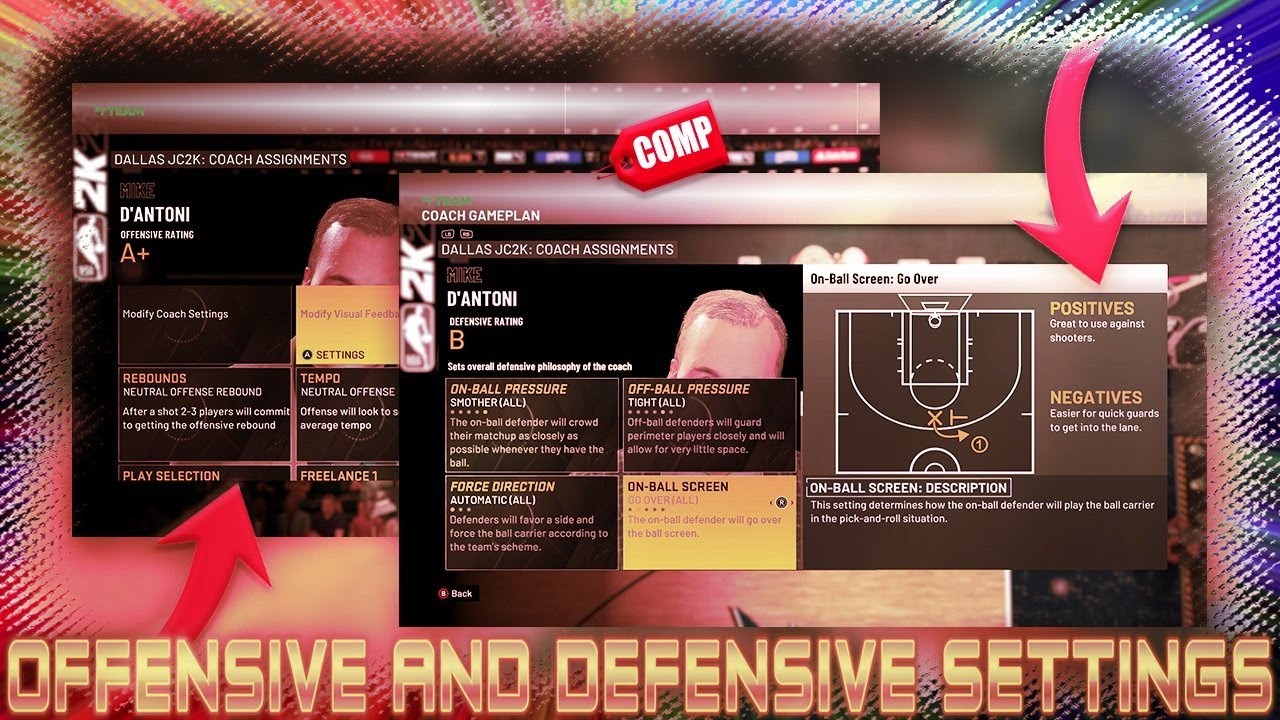 MY OFFENSIVE AND DEFENSIVE SETTINGS IN NBA 2K21 MYTEAM!! WIN NEARLY