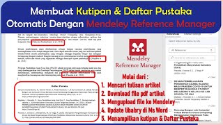 Cara Mudah Membuat Sitasi/Kutipan dan Daftar Pustaka Otomatis di Mendeley Reference Manager Terbaru