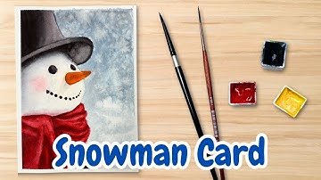 Easy Watercolor Snowman Christmas Card Tutorial For Beginners