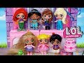 LOL Disney Princess Birthday Party with Baby Goldie - Barbie Rapunzel Family
