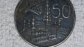 Hermosa Moneda Bélgica 1958 de Plata 