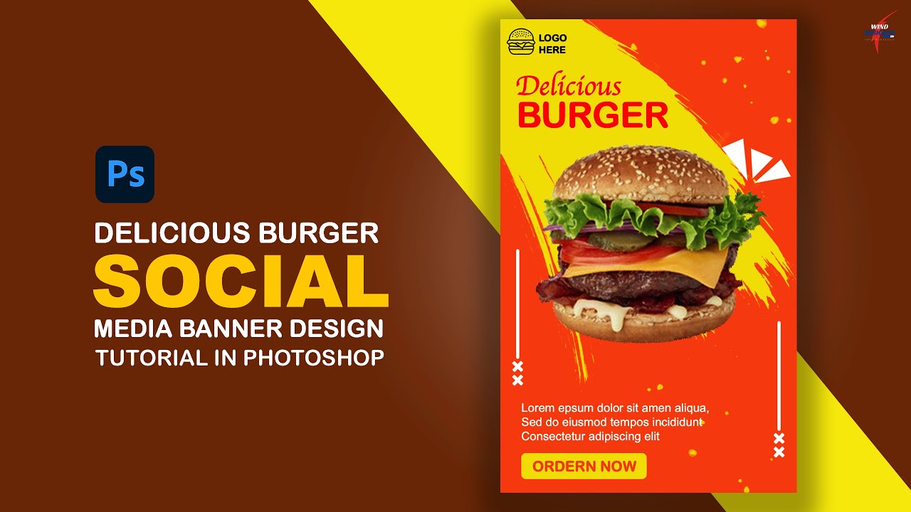 How to Design a Burger Delicious Restaurant Flyer / Social media Banner -Photoshop cc  Tutorial 2021