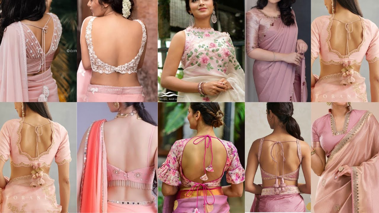 Pink Colour Blouse Designs | Light Pink Colour Blouse | Baby Pink Blouse Designs | Blouse Design