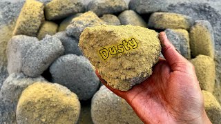 Asmr New Sand Cement Stone Crush Bowls Coated With Yellow Dust Dry Floor Crumbling