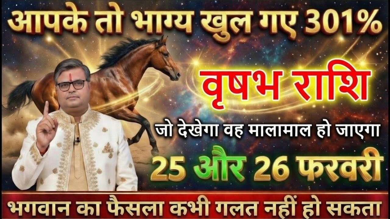 वृषभ राशि 25 और 26 फरवरी 2026 धन्य हो आपके तो भाग्य खुल गए 301% 10 बड़ी खुशखबरी एक साथ@astrobharti