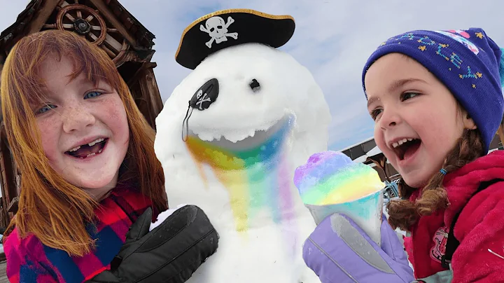 RAiNBOW SNOW CONES!!  LAST to LEAVE day 2 with our family Snowboarding Challenge at PiRATE iSLAND
