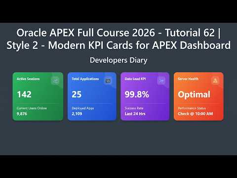 Oracle APEX Full Course 2026 - Tutorial 62 | Style 2 - Modern KPI Cards for APEX #developersdiary