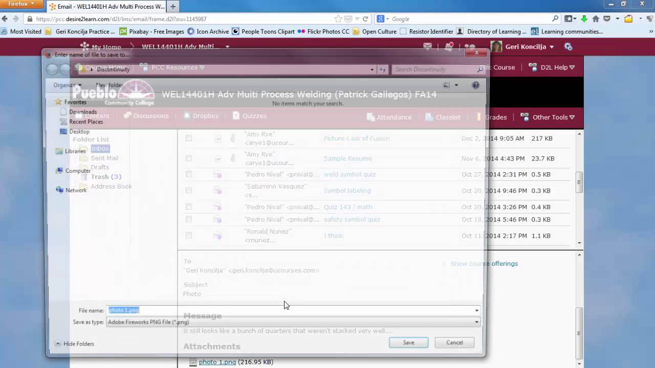Save an Image from Your D2L Email to Your Desktop