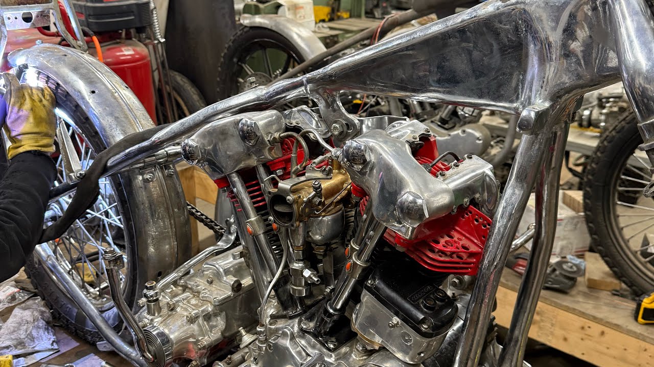 A completely chrome Harley knucklehead! - YouTube
