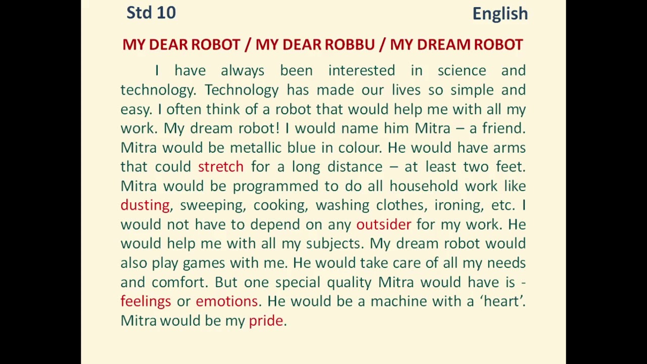 my dream robot essay in english pdf