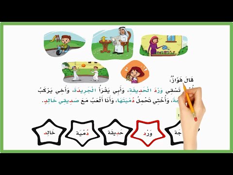 قال فواز قال فواز امي تسقي ورد الحديقة اول ابتدائي لغتي المنهج السعودي تعليم الاطفال اللغة الدال