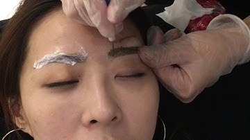 Microblading process: Powder eyebrows manual shading tool