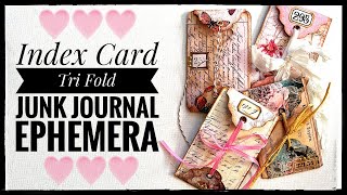 Index Card Tri Fold - Flip - Pocket - Junk Journal Ephemera