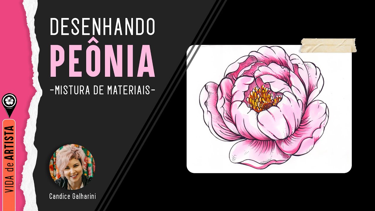 Como Aprender Desenhar Esboço Flores Peônias Criação Passo Passo Pintura  imagem vetorial de Nataljacernecka© 483359978