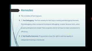 Types of Bugs part 4-Software Testing -Remedies