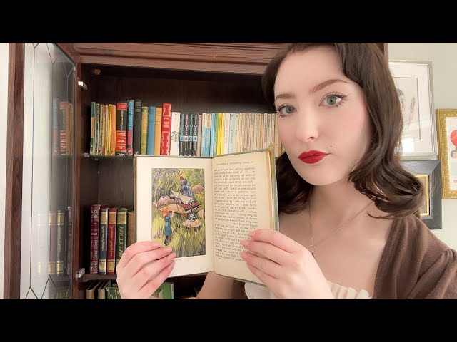 ASMR ~ vintage bookshelf tour ~ book triggers, tapping, paper sounds and whisper rambles 📚