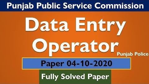 PPSC Data Entry Operator Solved Past Paper Held on 04-10-2020