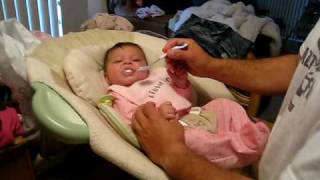 Brooke Eats Rice Cereal for First Time 3/8/09 Part 2
