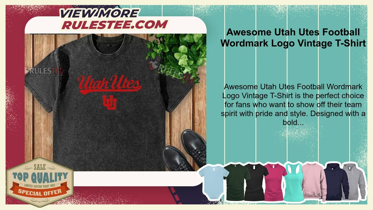 Awesome Utah Utes Football Wordmark Logo Vintage T-Shirt