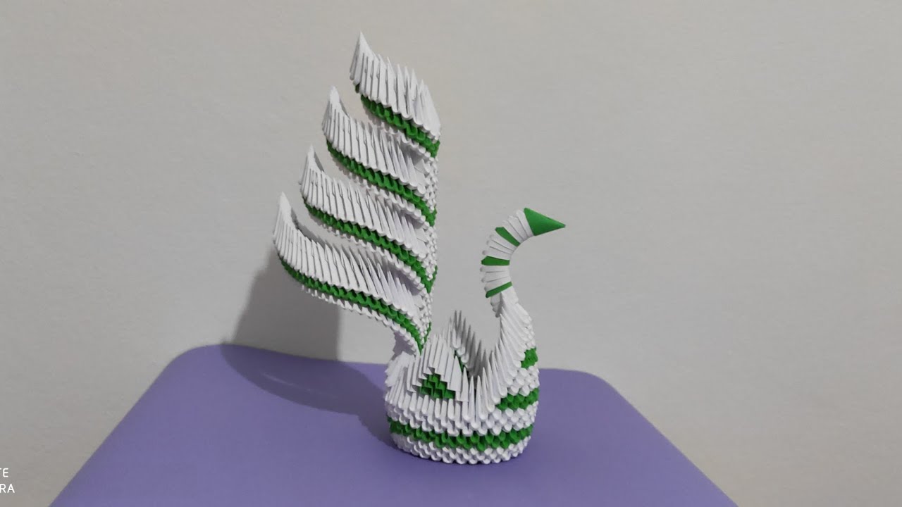 3d origami yesil cizgili kuğu 3dorigami YouTube